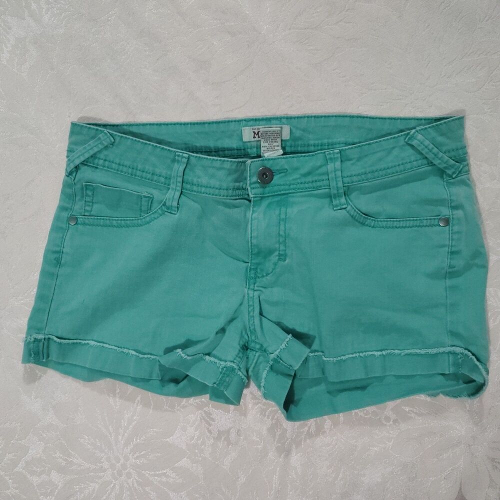 Mudd Vintage Y2K Mint Green Cuffed Denim Shorts Womens Lowrise 9 Junior